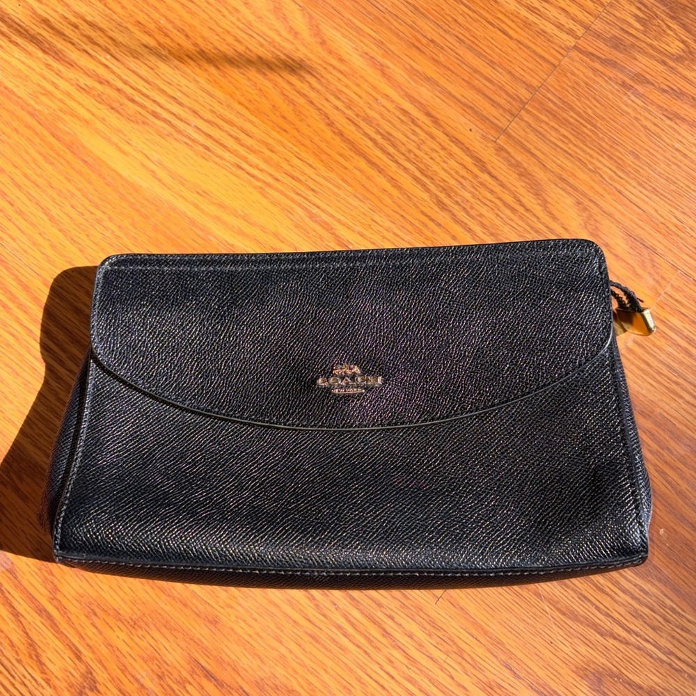 Coach Black Pebbled Leather Clutch purse